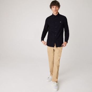 Lacoste Slim Fit Flamed Cotton Shirt Pánské - Šortky Tmavě Blankyt Blankyt / Bílé | CZ-znWHZu